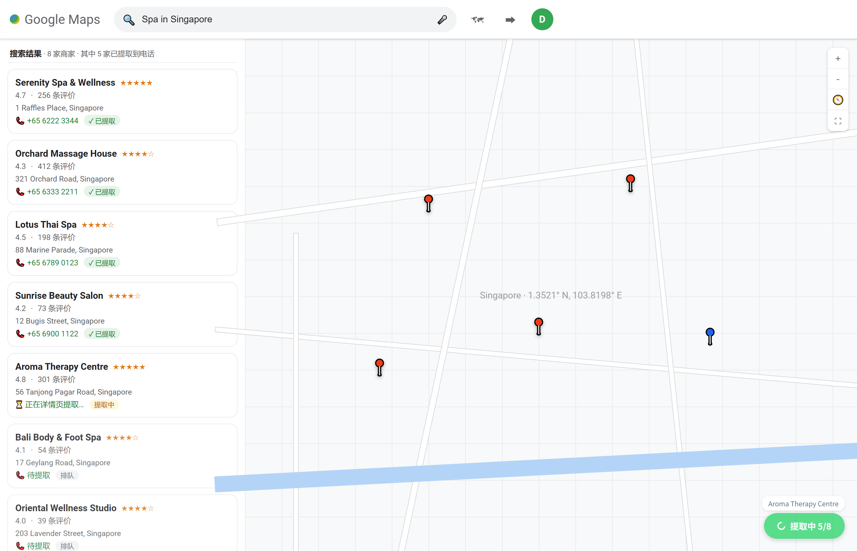 Google 地图采集窗口